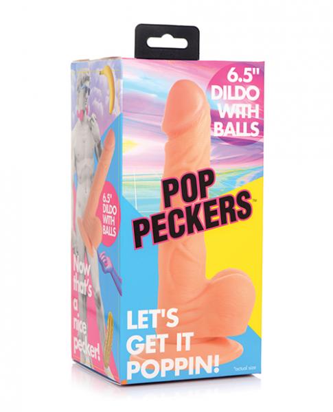 Pop Peckers 6.5″ Dildo W-balls – Light