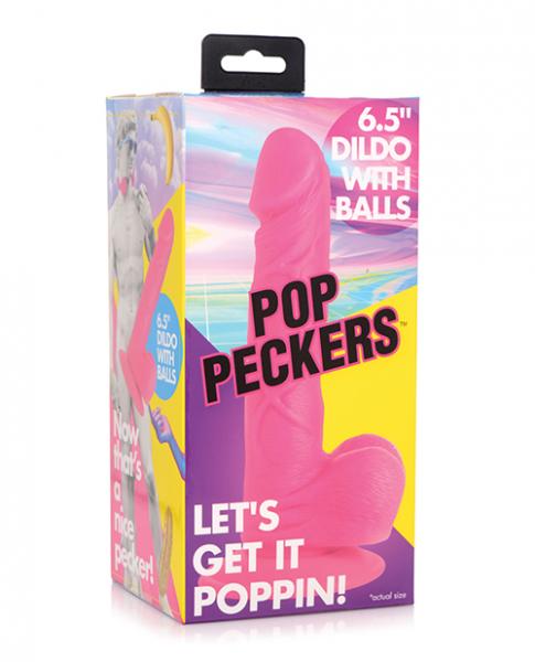 Pop Peckers 6.5″ Dildo W-balls – Pink